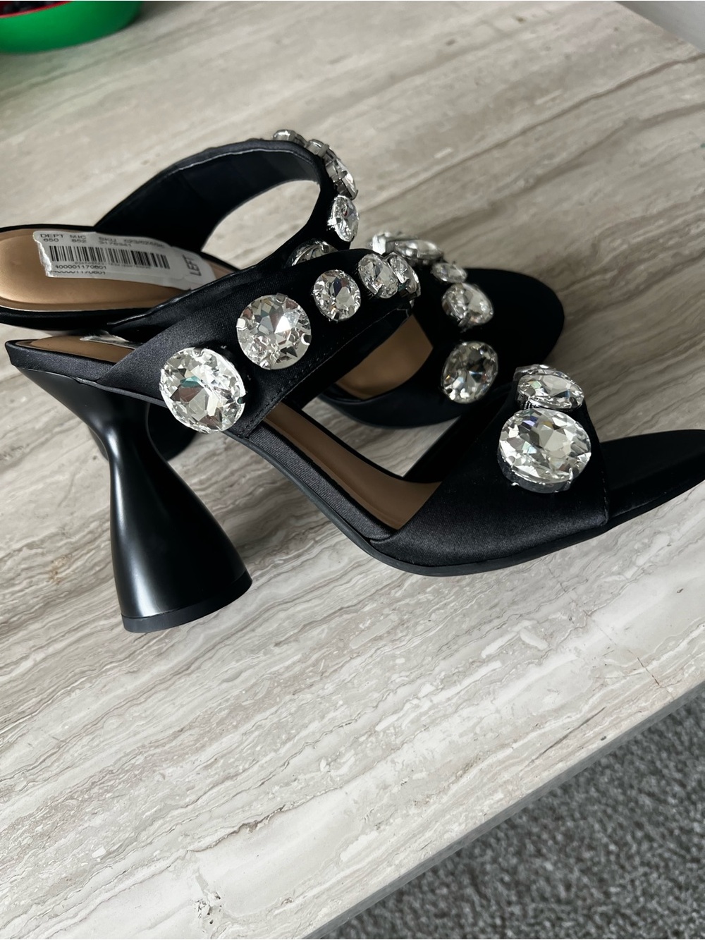 Gianni Bini Black Crystal-Embellished Heeled Sandals - Picture 8 of 8